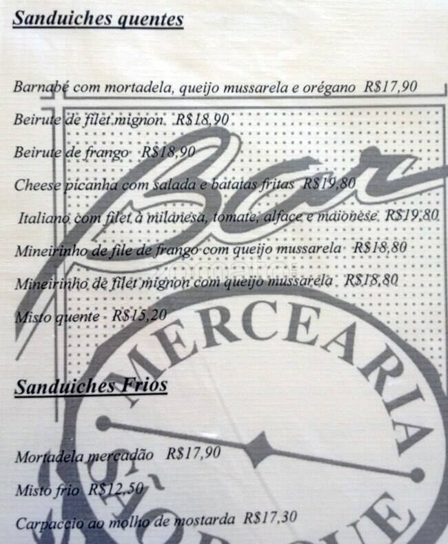 Mercearia Amauri cardápio