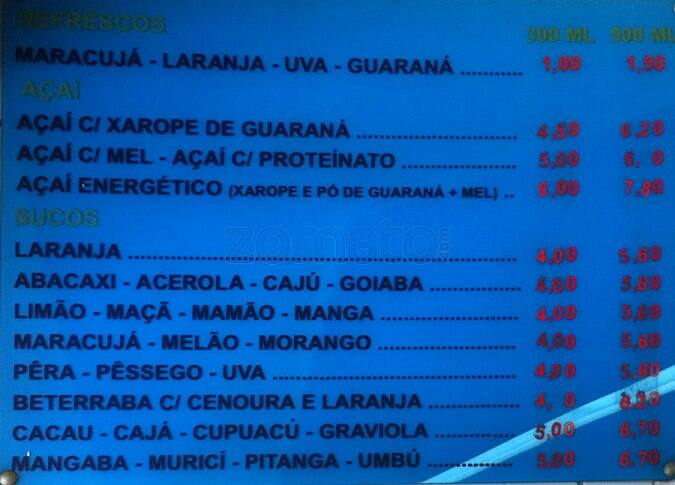 Tropical Sucos cardápio