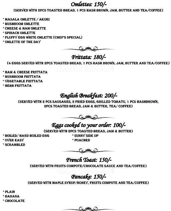 Menu at Cafe Pesto, Vagator, Vagator Beach Rd