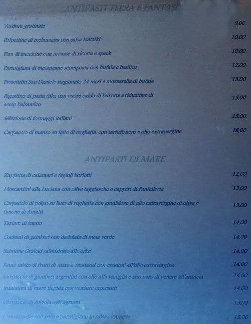 Menu di Le Garage 