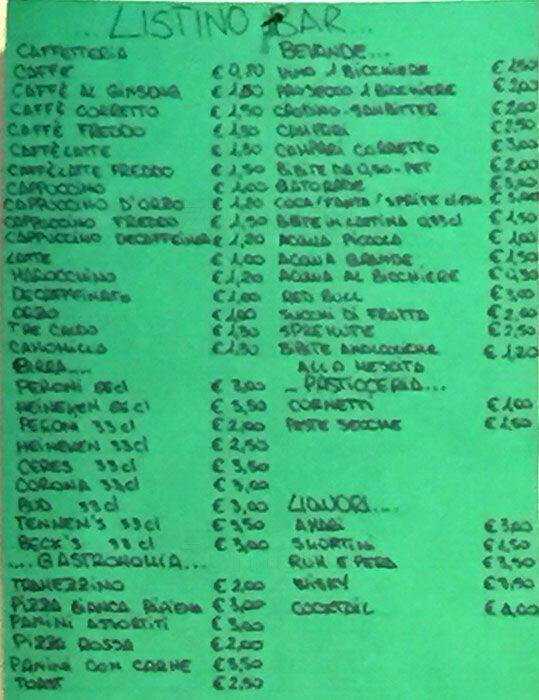 Snack Bar Laterano Speisekarte