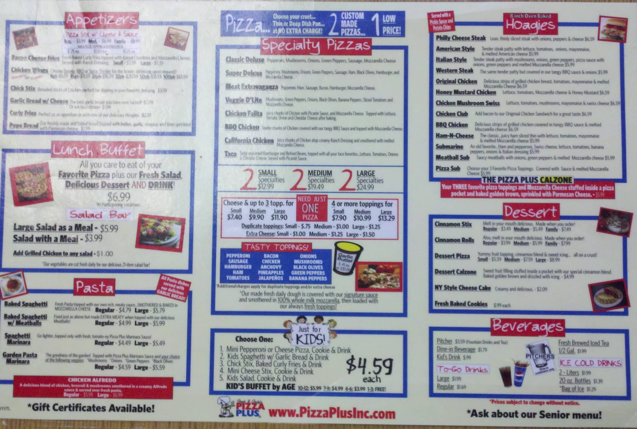 Pizza Plus Menu, Menu for Pizza Plus, Dandridge, Knoxville Urbanspoon