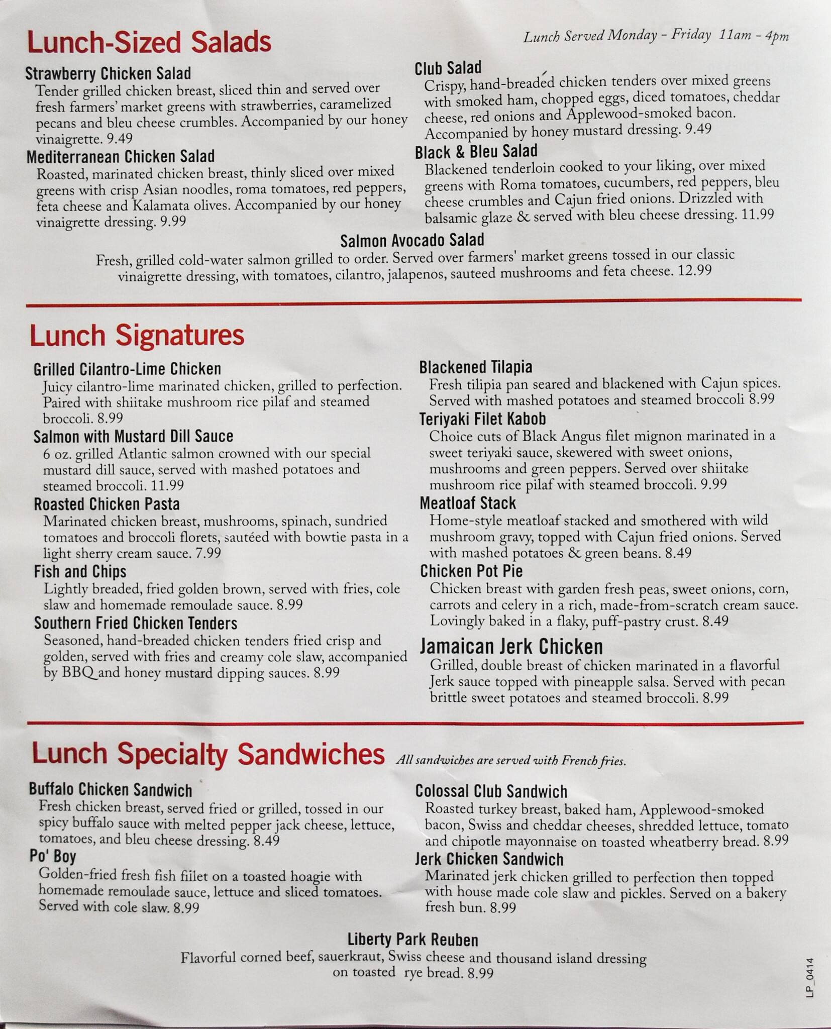 Menu at Liberty Park Grill BBQ, Clarksville, 125 Marina Wy