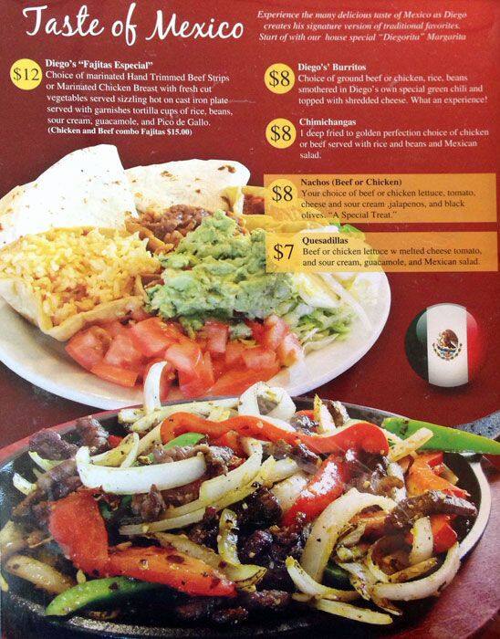 Diego's menu