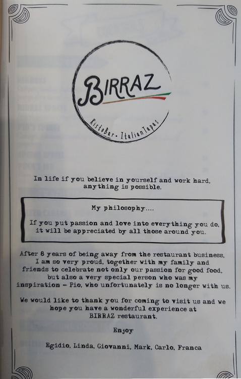 Birraz Ristobar меню