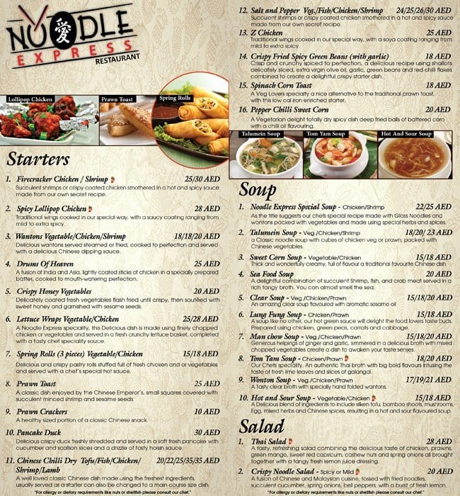 Noodle Express Menu, Menu for Noodle Express, Business Bay, Dubai Zomato