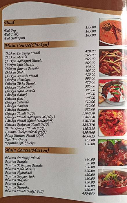 Hotel Rajratna Veg Non-Veg Family Restaurant menu