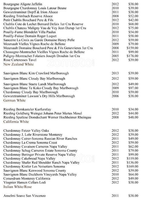 Menu de Rogues Restaurant - Fine Dining Restaurant