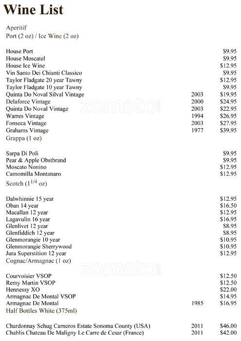 Menu de Rogues Restaurant - Fine Dining Restaurant