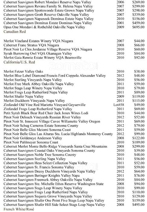 Menu de Rogues Restaurant - Fine Dining Restaurant