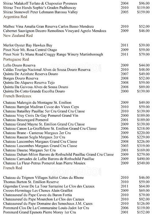 Menu de Rogues Restaurant - Fine Dining Restaurant