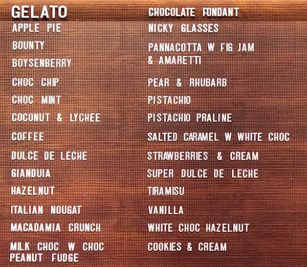 Menu at Gelato Messina Fitzroy desserts, Fitzroy