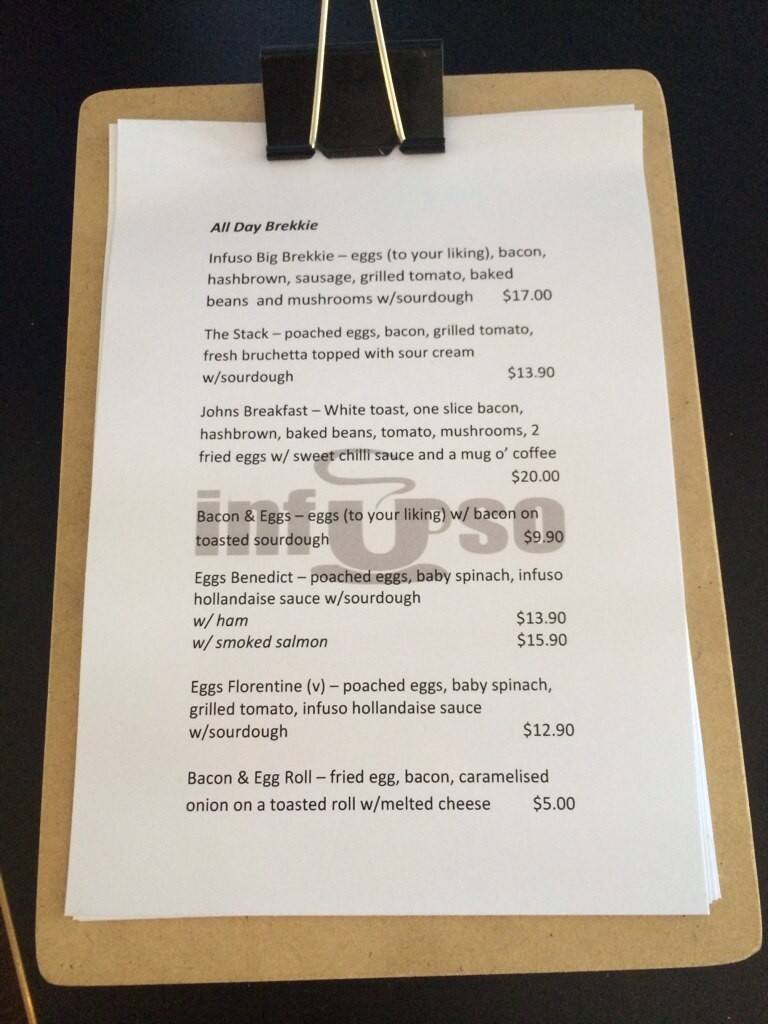 Infuso Menu,Menú para Infuso, Wagga Wagga, Wagga Wagga Urbanspoon/Zomato