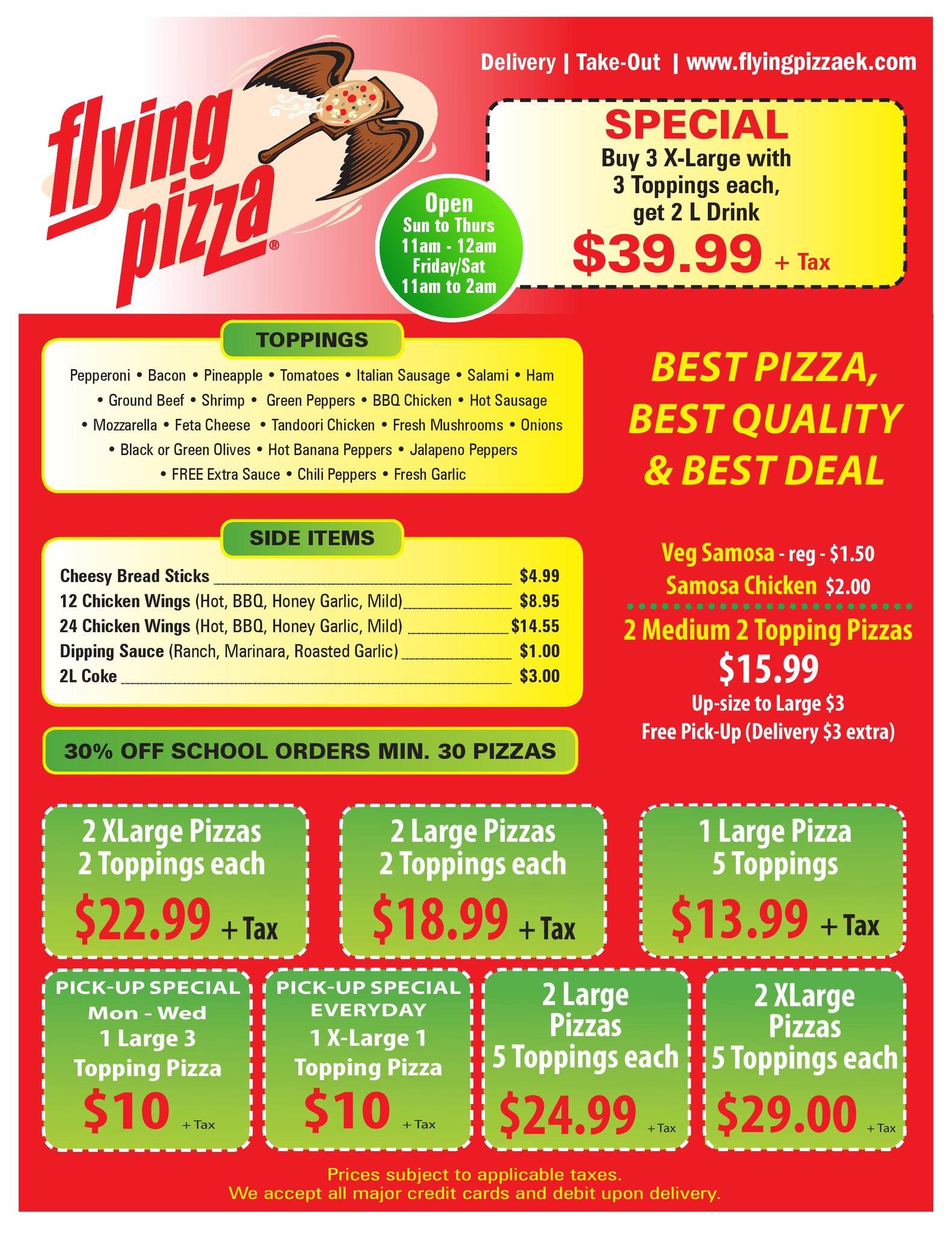 Flying Pizza Menu Menu For Flying Pizza East Kildonan North Kildonan Winnipeg