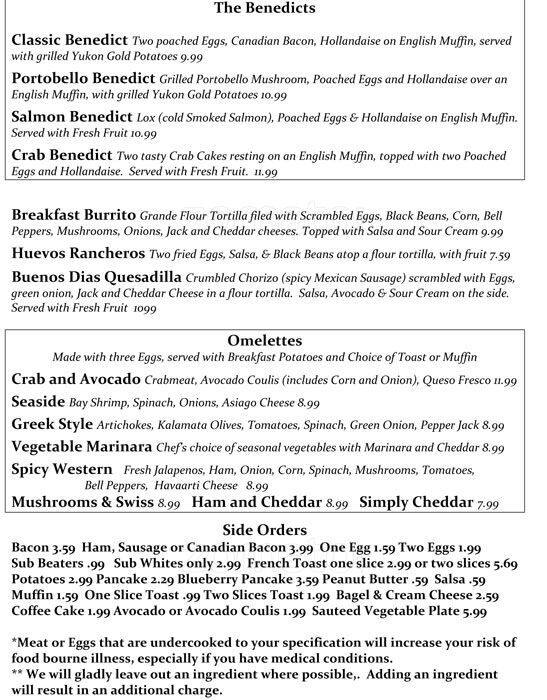 Menu at Chanterelle cafe, Edmonds