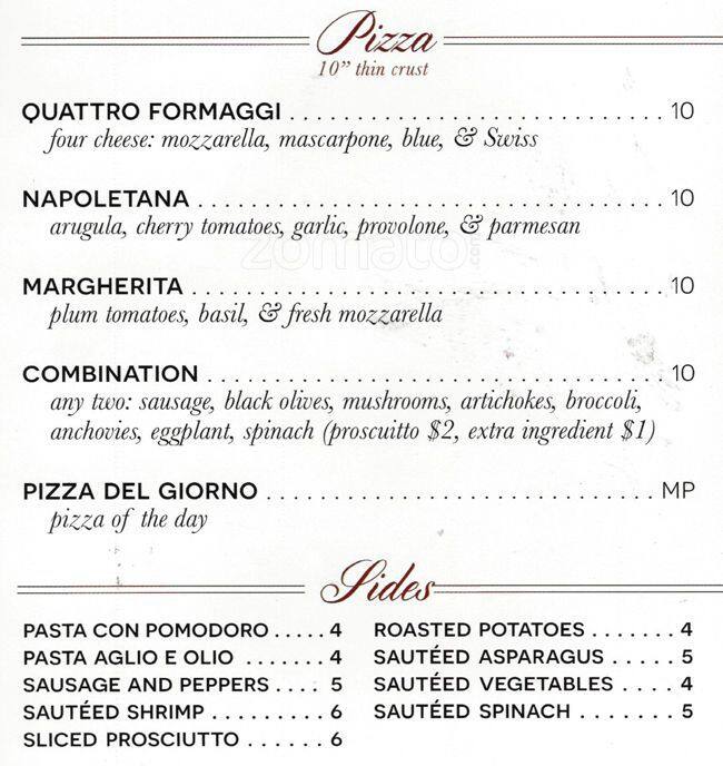 Menu at Francesca's on 95th restaurant, Oak Lawn