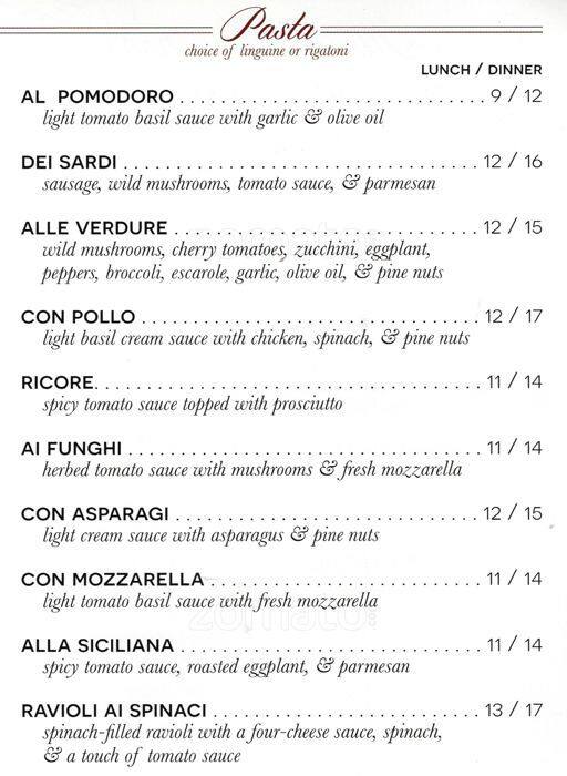 Menu at Francesca's on 95th restaurant, Oak Lawn