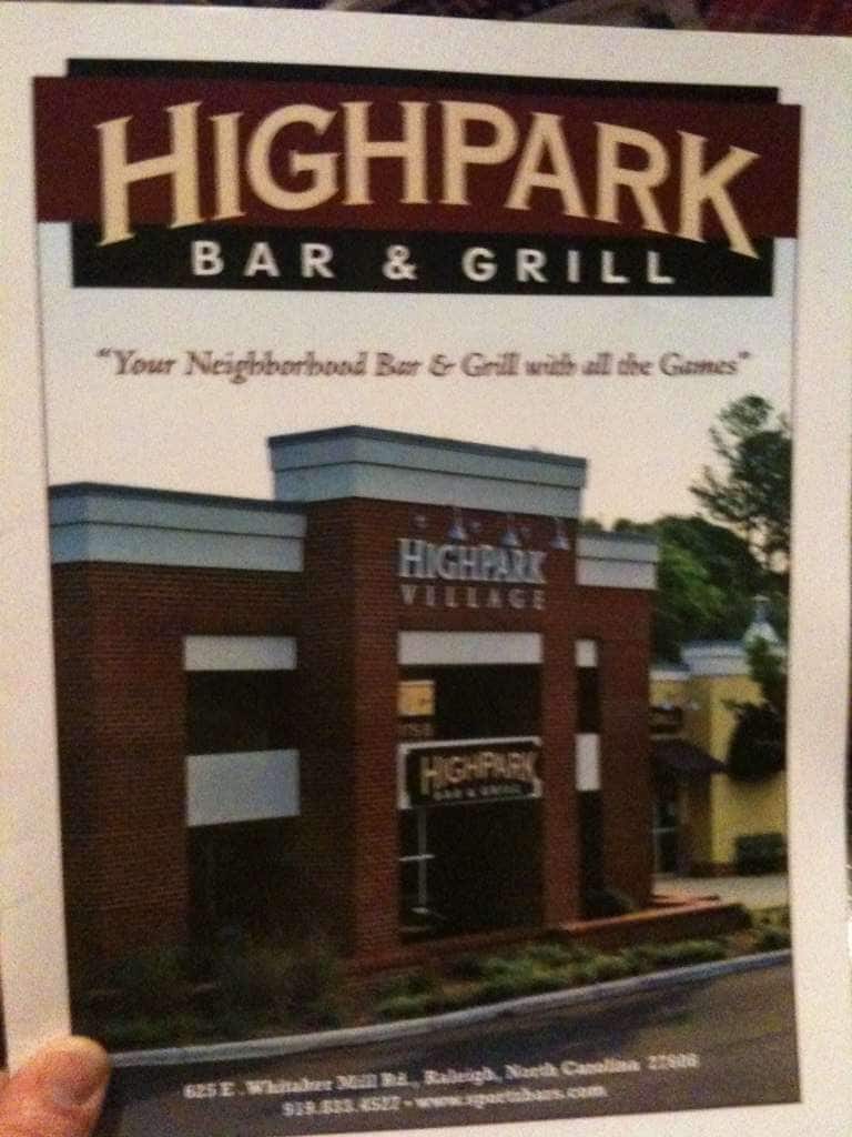 Menu at High Park Bar & Grill, Raleigh