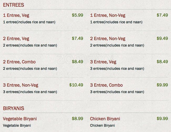 Persis Biryani Indian Grill Menu