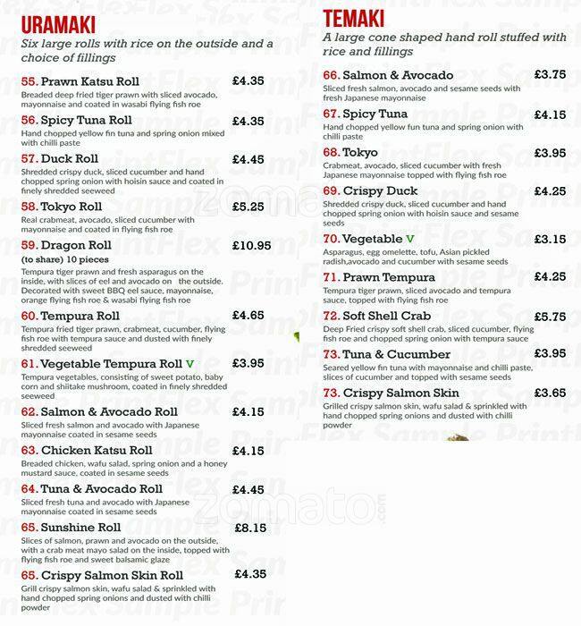 Inso Pan Asian menu