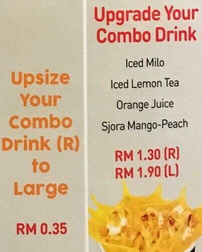 KFC menu