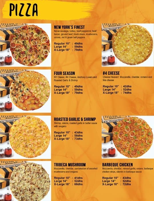 Yellow Cab Pizza Co. Menu, Menu for Yellow Cab Pizza Co., Satwa, Dubai ...