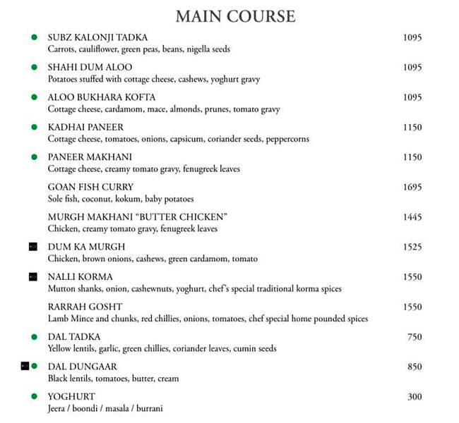 Menu of K3 JW Marriott New Delhi, Aerocity, New Delhi