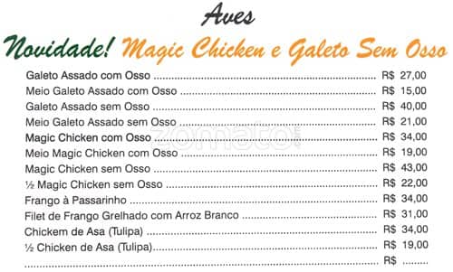 Magic Chicken cardápio