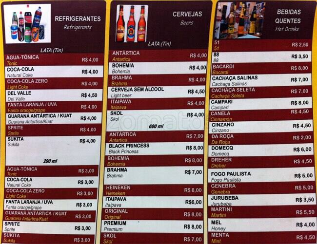 Lanchonete Princesa Da Tijuca Ltda. cardápio