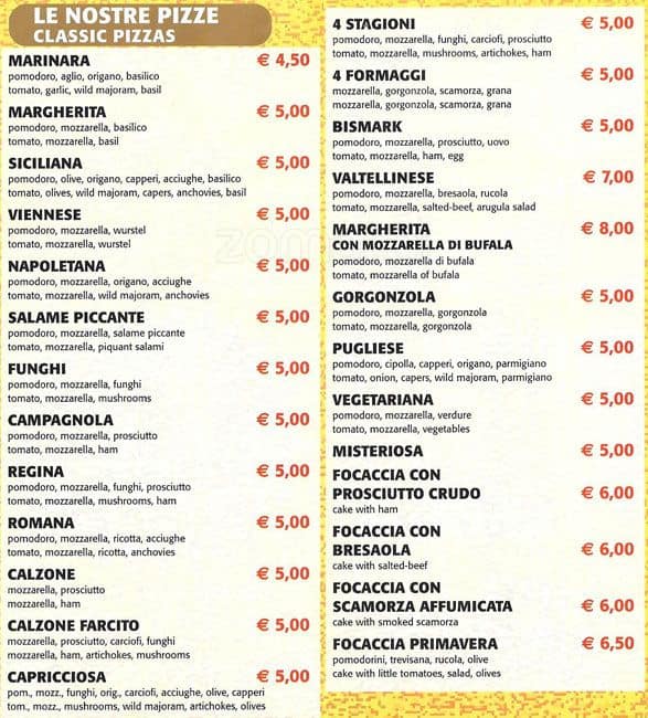 Menu di Aquila D'oro 