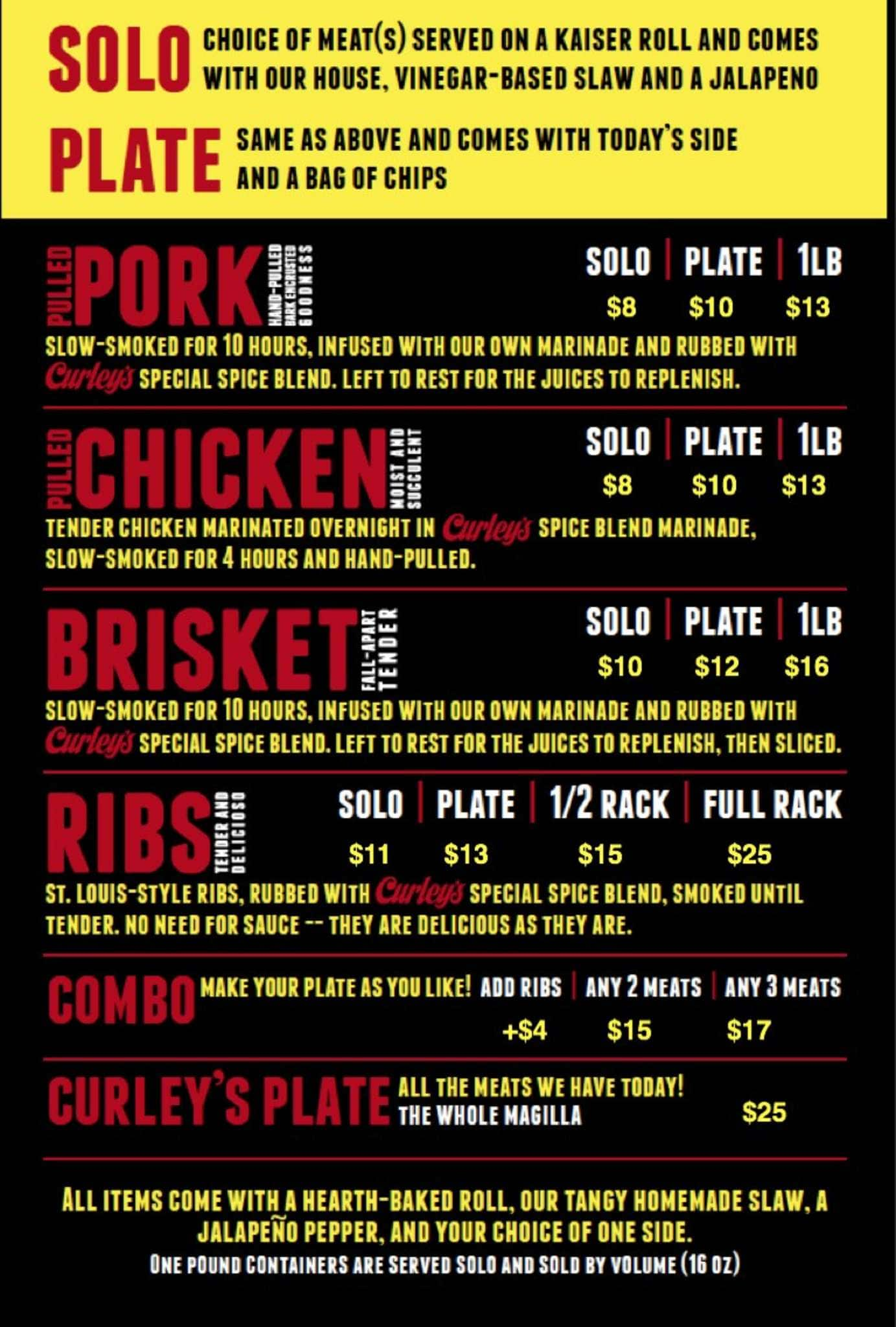 Curleys Q Bbq Food Truck And Catering Menu Urbanspoonzomato