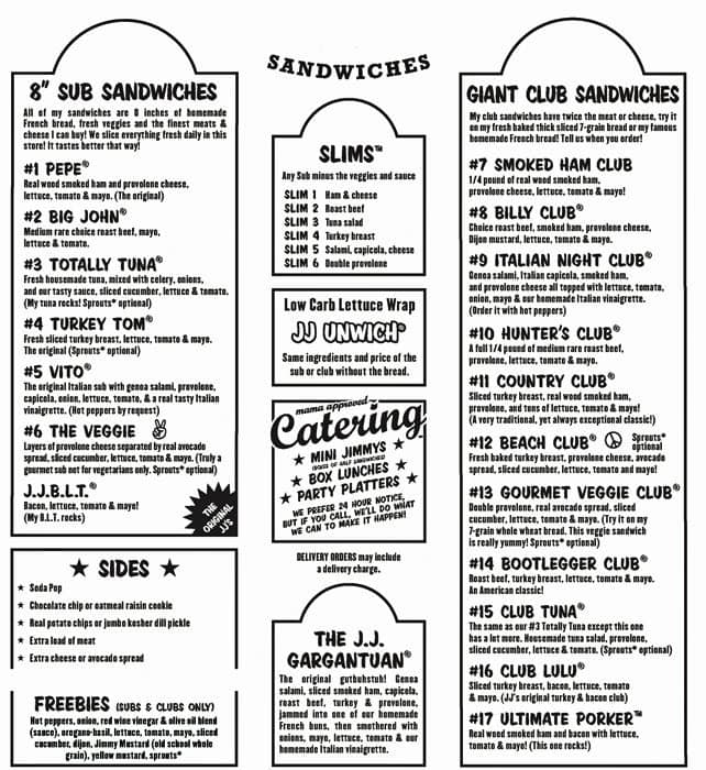 Jimmy John's Menu, Menu for Jimmy John's, Midtown, Atlanta - Urbanspoon ...