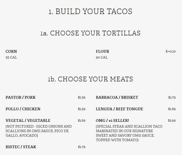 OMG Tacos Menu, Menu for OMG Tacos, Richardson, Richardson - Urbanspoon ...