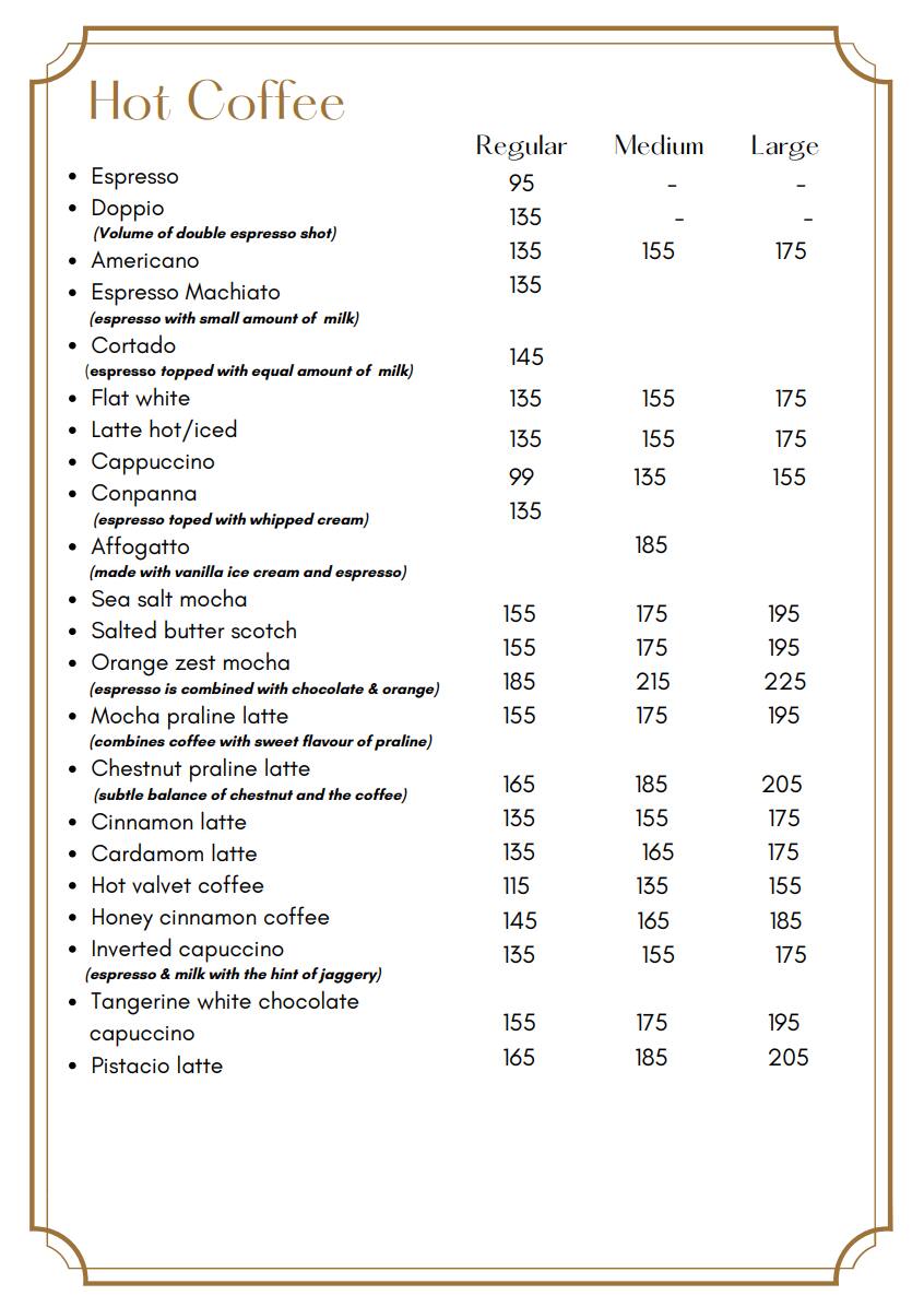 Menu of Literature Coffee, Airport Gandhinagar Highway, Gandhinagar