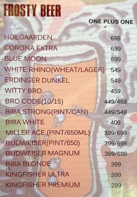Kabooze menu