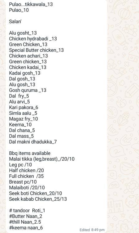 Menu of Razy Restaurant, Maysaloon, Sharjah