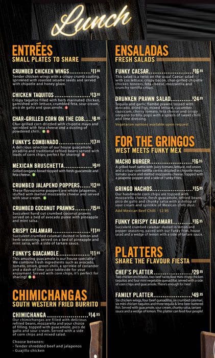 The Funky Mexican Cantina Menu - Urbanspoon/Zomato