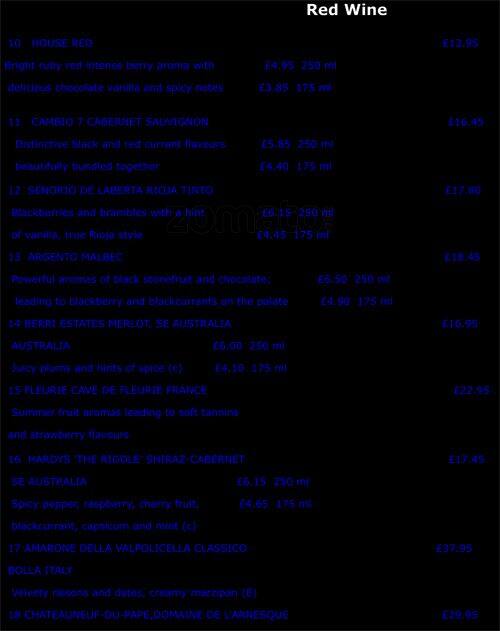 Menu at Rubbing House pub & bar, Epsom