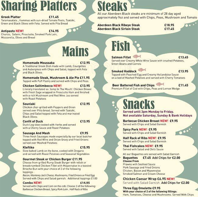 Menu at Rubbing House pub & bar, Epsom