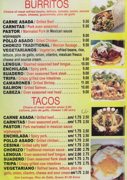 Mixteco Menu, Menu For Mixteco, Coney Island, New York City 