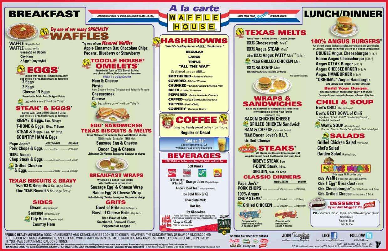 Waffle House Menu Menu Para Waffle House Davie Miami