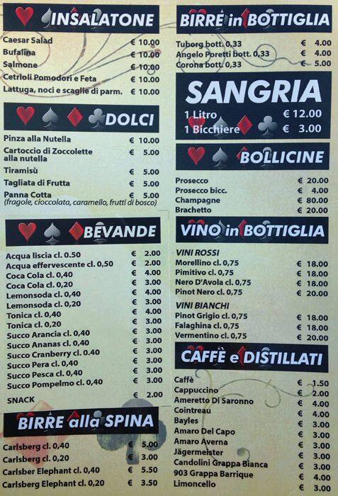 Menu di All In Lounge Bar - Gay Village 