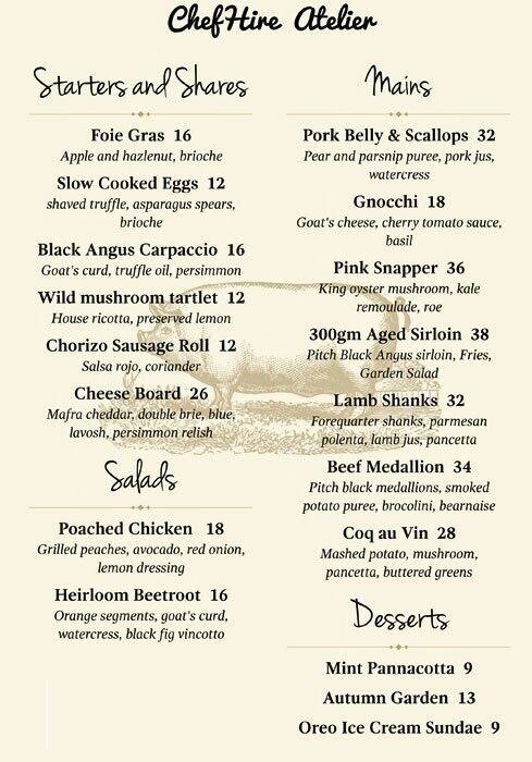 ChefHire Jobs menu