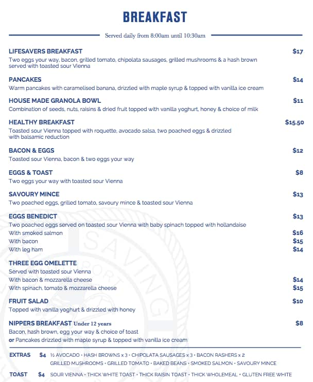 Southport Surf Club Menu Menu For Southport Surf Club Main Beach