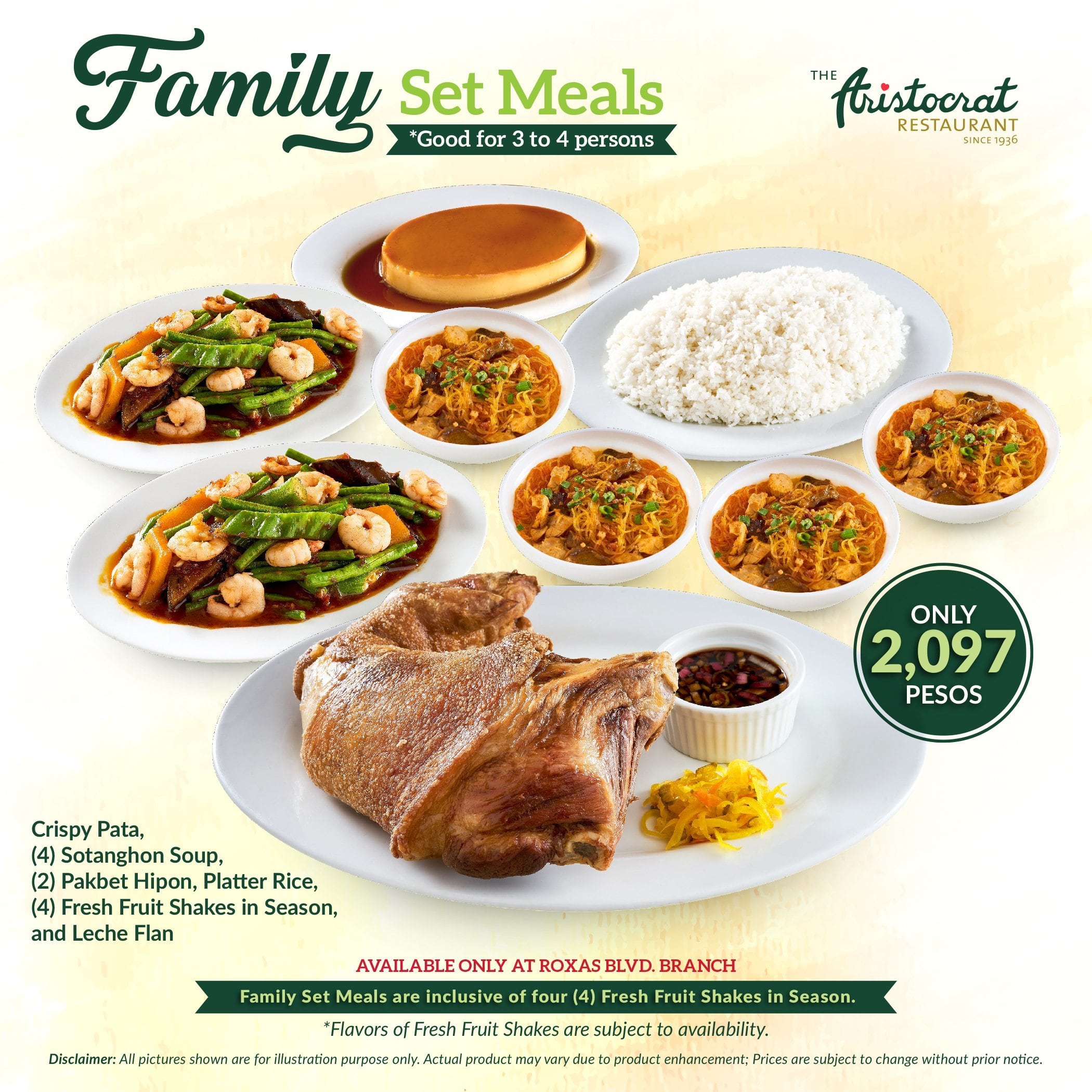 Menu for The Aristocrat, Malate, Manila