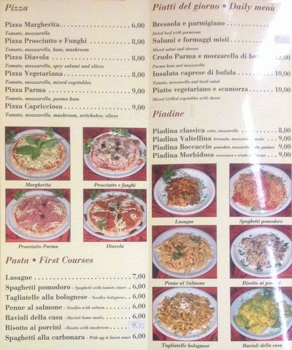 Menu di Bar Boccaccio 