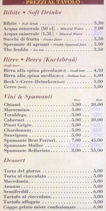 Menu di Bar Boccaccio 