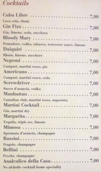 Menu di Bar Boccaccio 