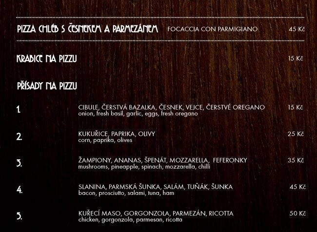 Menu at Restaurace Altán restaurant, Prague, Troja CZ