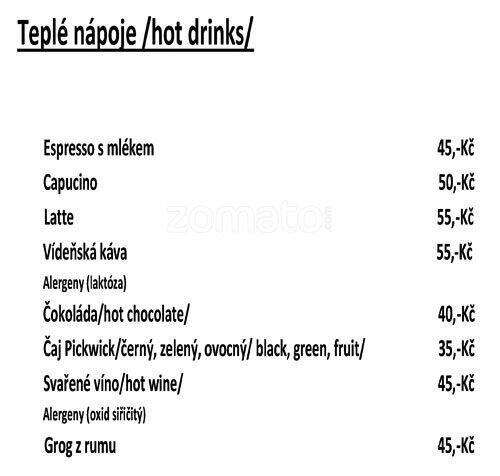 Menu at Restaurace Altán restaurant, Prague, Troja CZ